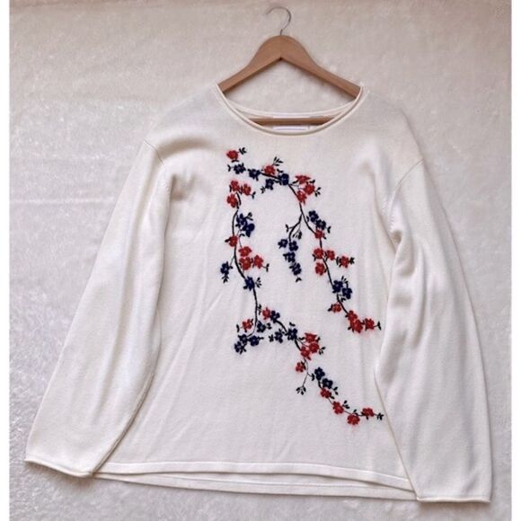 Elisabeth by Liz Claiborne Floral Embroidered Long Sleeve Sweater, Size 3X - Picture 1 of 6